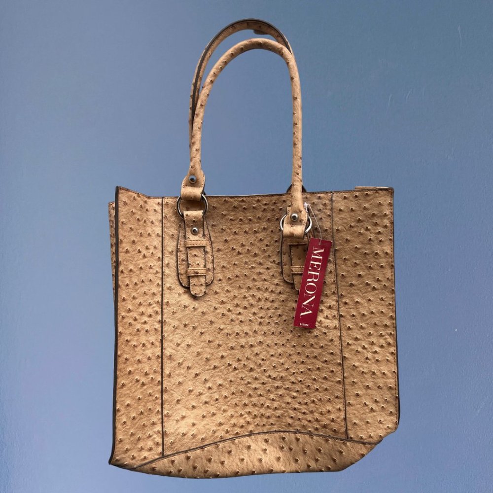 *NWT* Merona Faux Ostrich Tote Bag